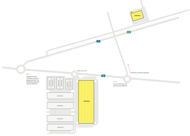 Depozite CTPark Arad West, Arad - depozite de închiriat. Plan de situație.