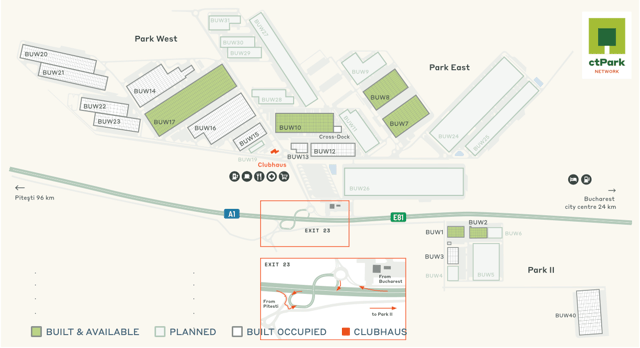 Depozite CTPARK BUCHAREST WEST, București - depozite de închiriat. Plan de situație.