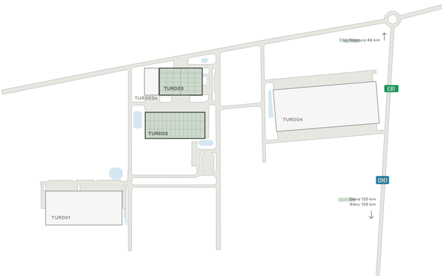 Depozite CTPARK TURDA, Cluj-Napoca - depozite de închiriat. Plan zagospodarowania.
